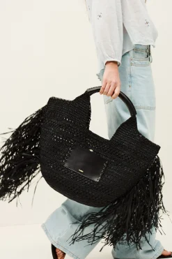 ARA panier raphia franges