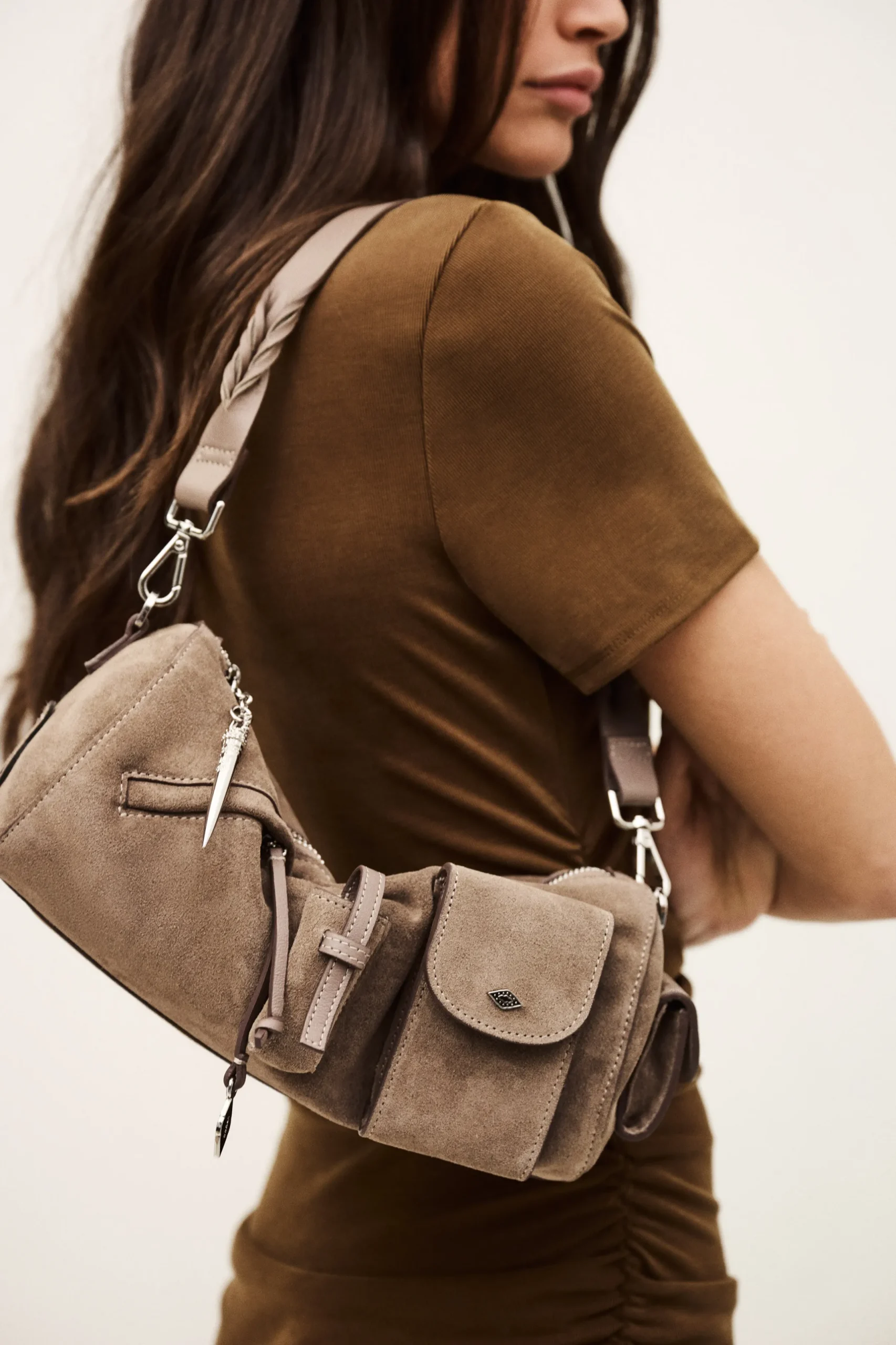 BENI sac baguette daim