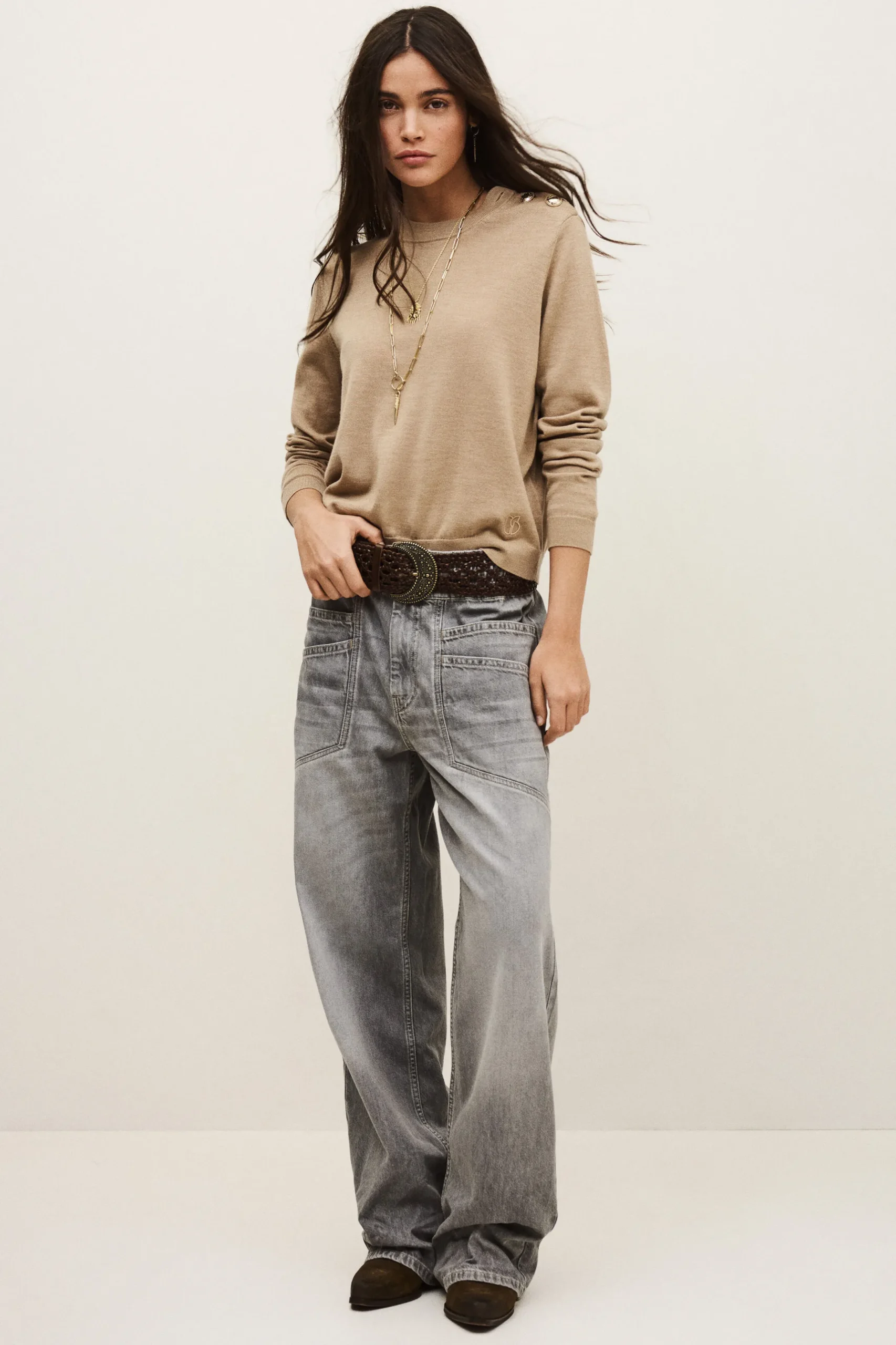 BYLEIL pull boutons dorés