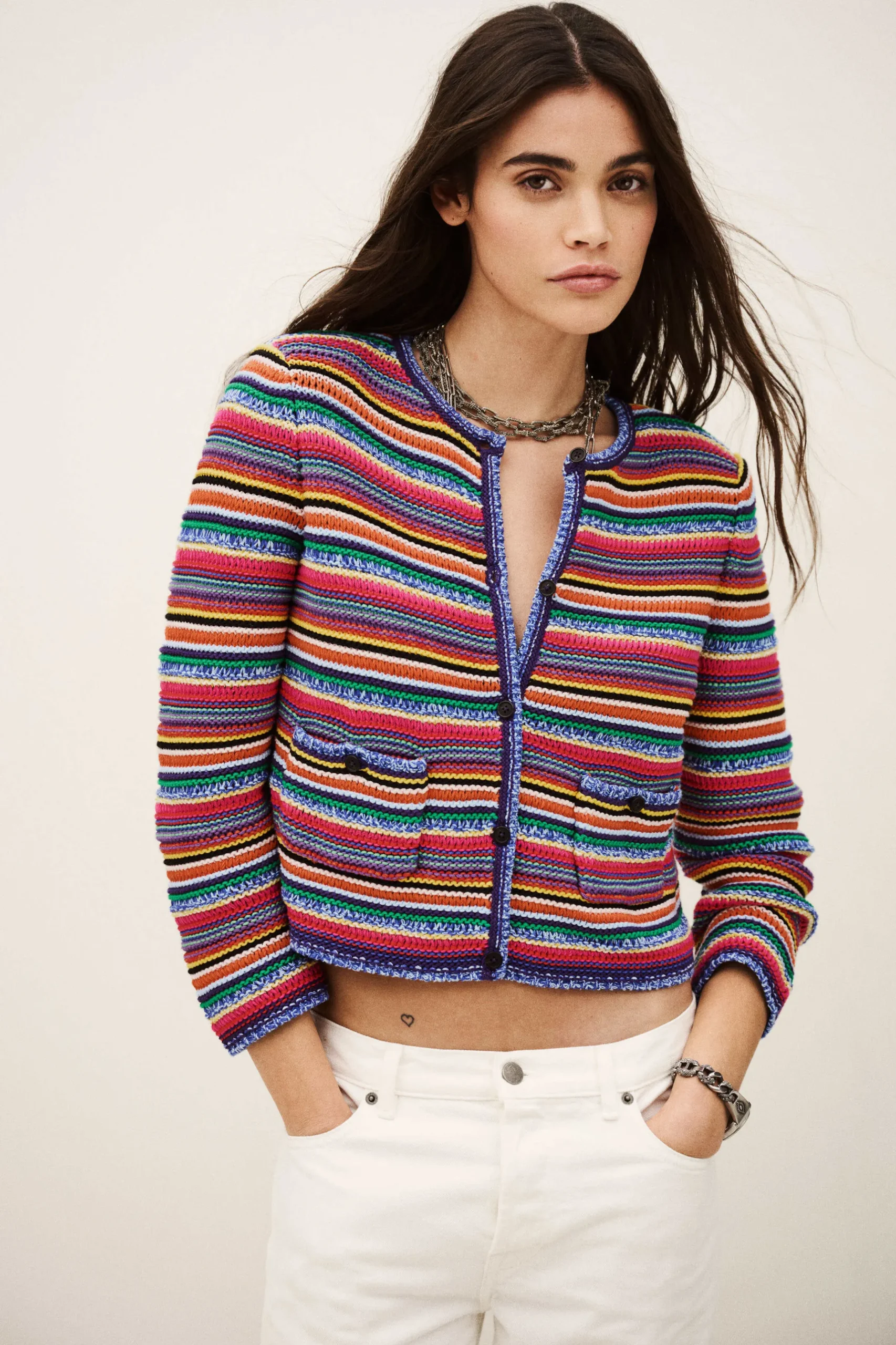 FANNY gilet rayé rond