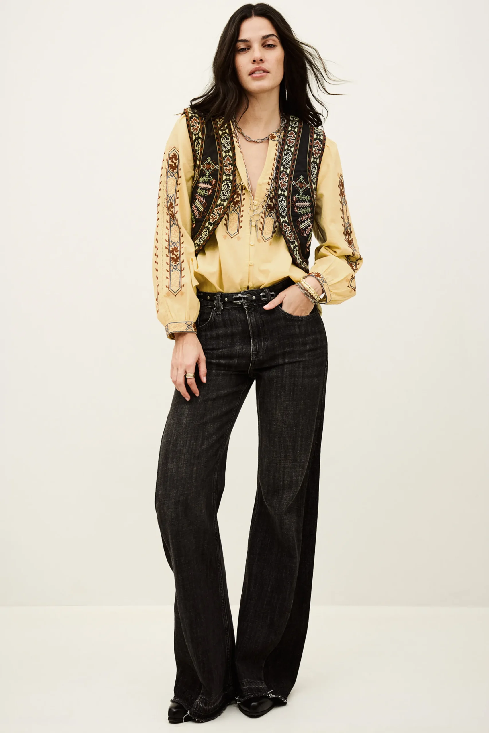 FOSCA gilet brodé court