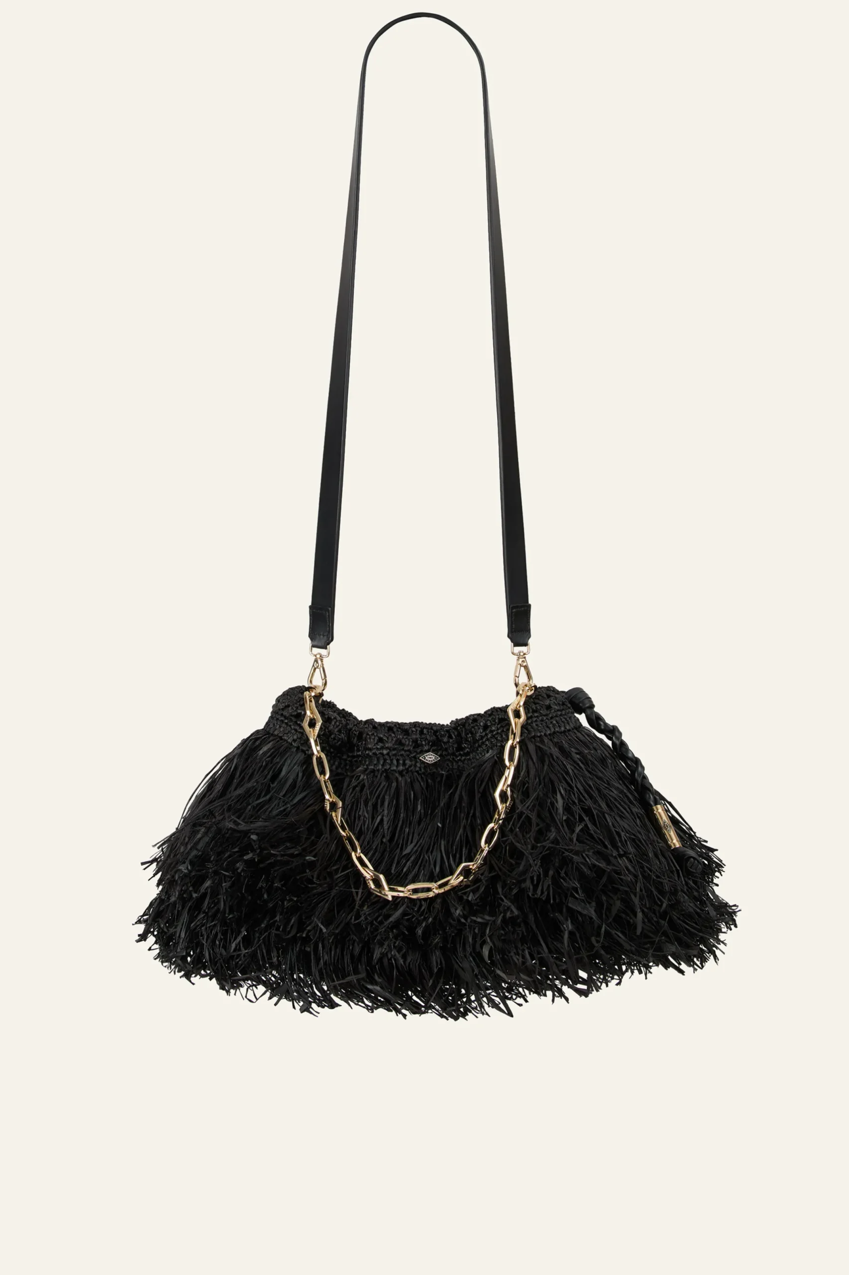 JUNE pochette raphia franges