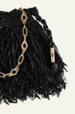 JUNE pochette raphia franges