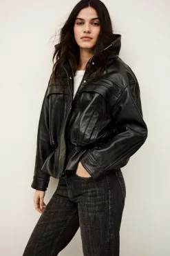 KASSIA veste cuir oversized