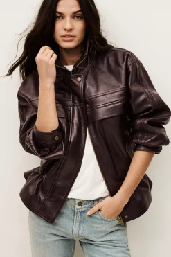 KASSIA veste cuir oversized