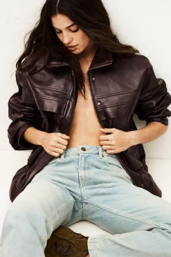 KASSIA veste cuir oversized