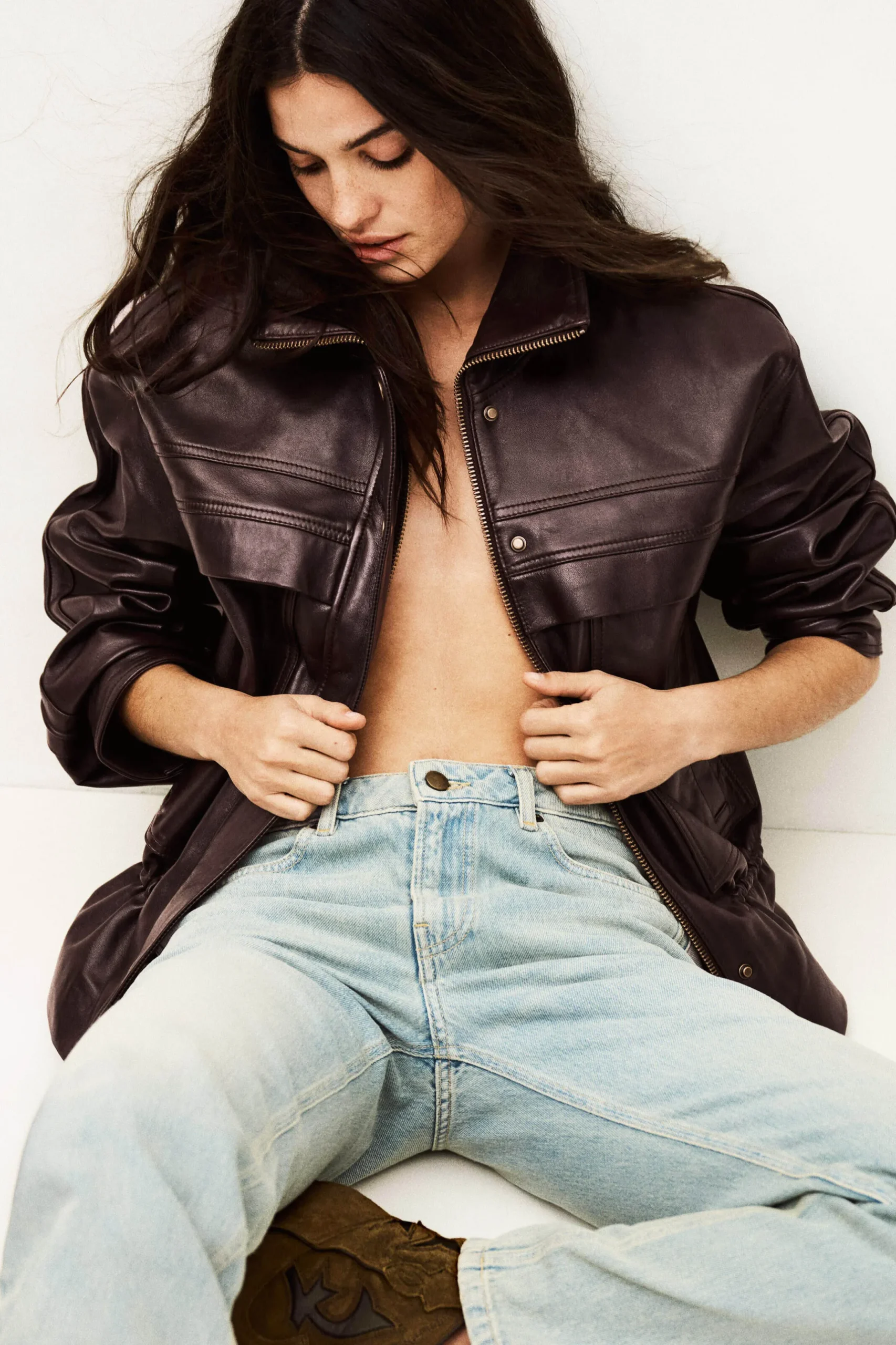 KASSIA veste cuir oversized