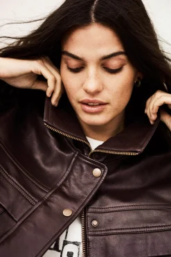 KASSIA veste cuir oversized