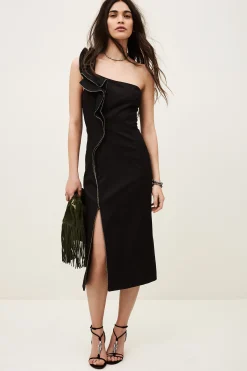 SILLA robe one shoulder a volant