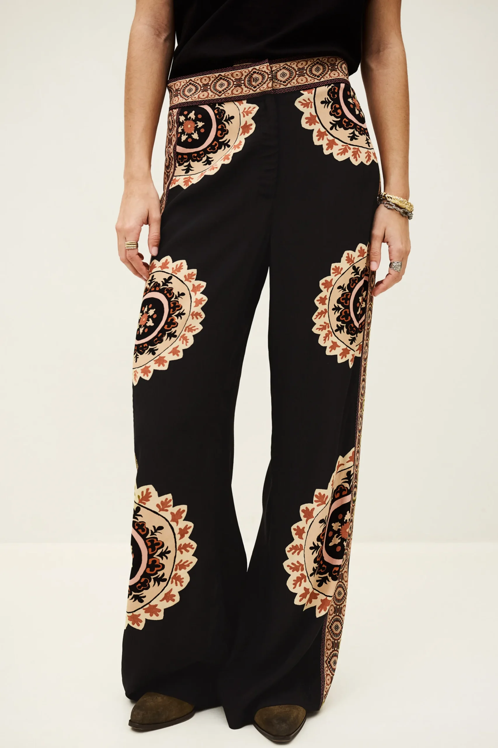 VALLA pantalon évasé imprimé
